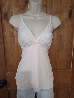 Ruby Ribbon Cream Lace-Top Cami